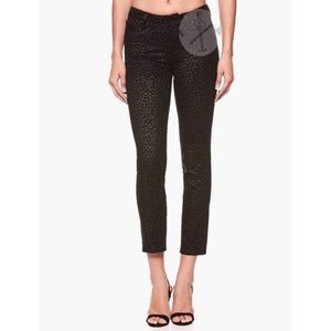 Paige Crop Straight Legs Leopard Print Black Jeans